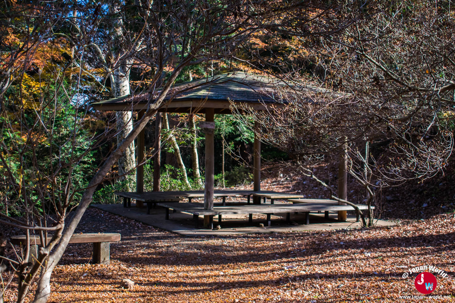 Bancs et lieu de repos près du temple de Takamizu-sanzan