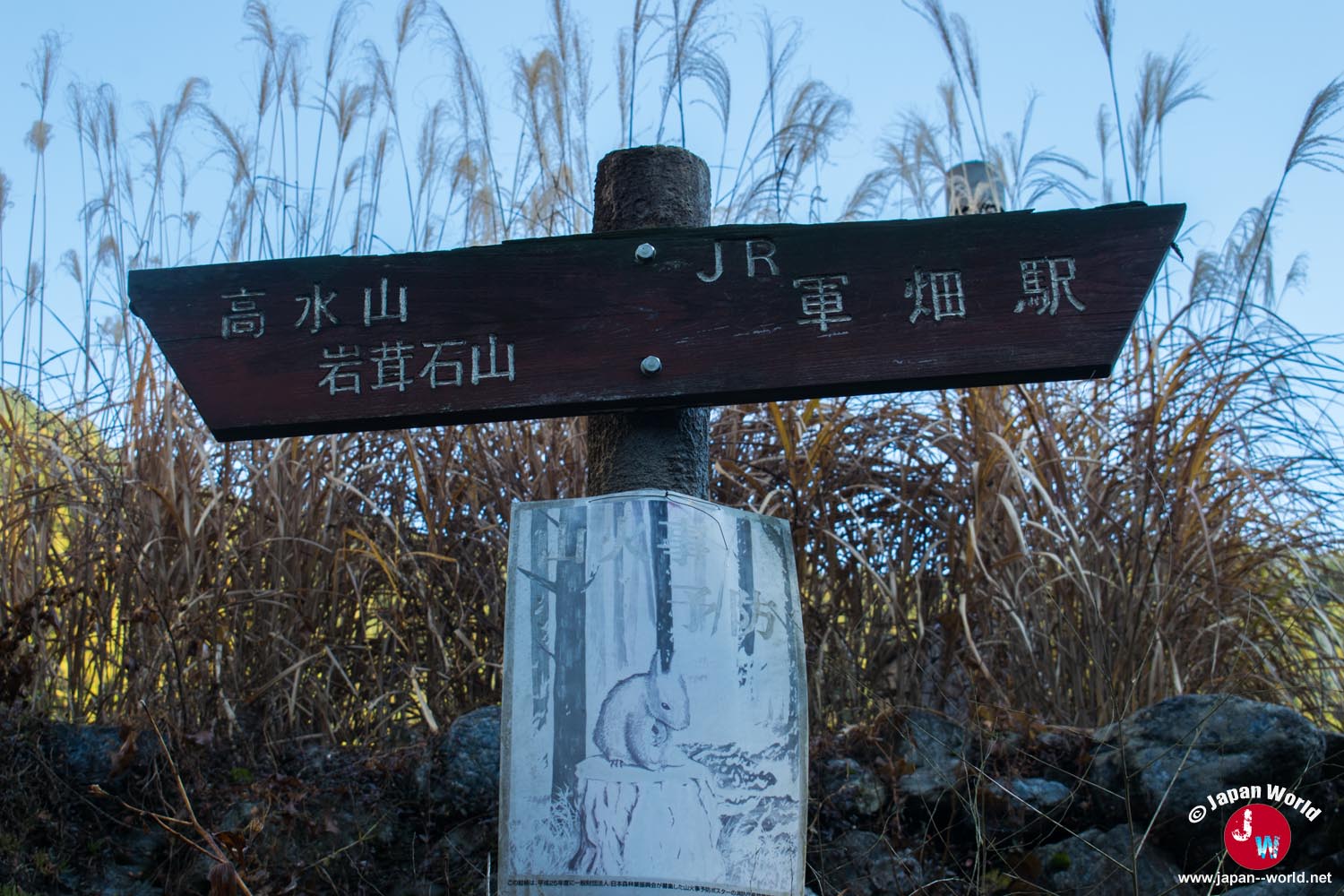 Panneau directionnel indiquant Takamizu-sanzan