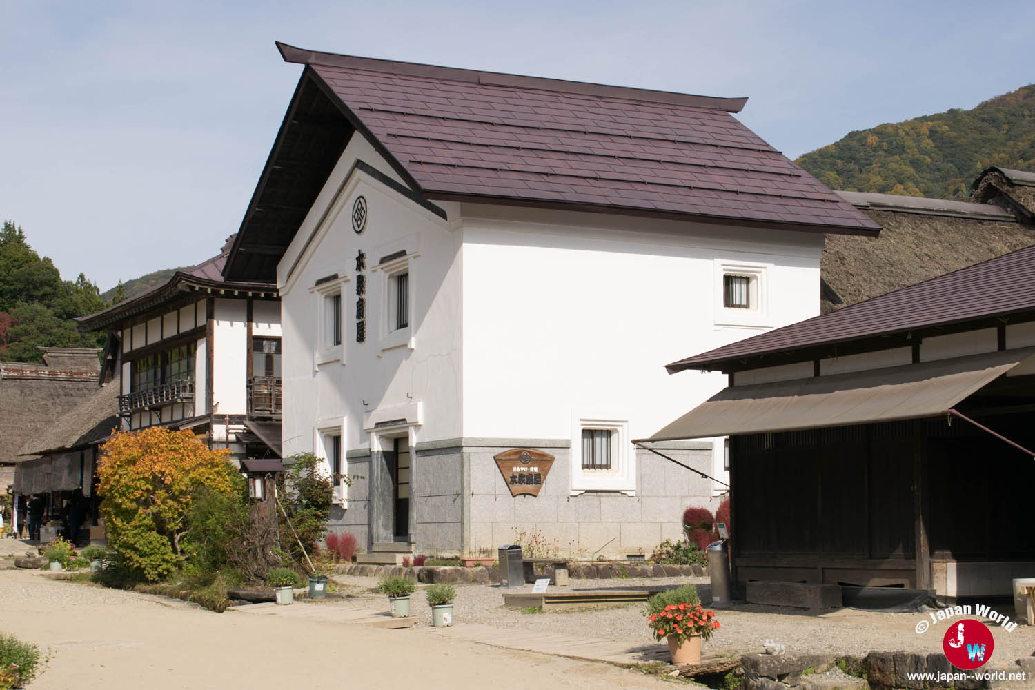 L'auberge traditionnelle, minshuku, Honke Ogiya à Ouchi-juku