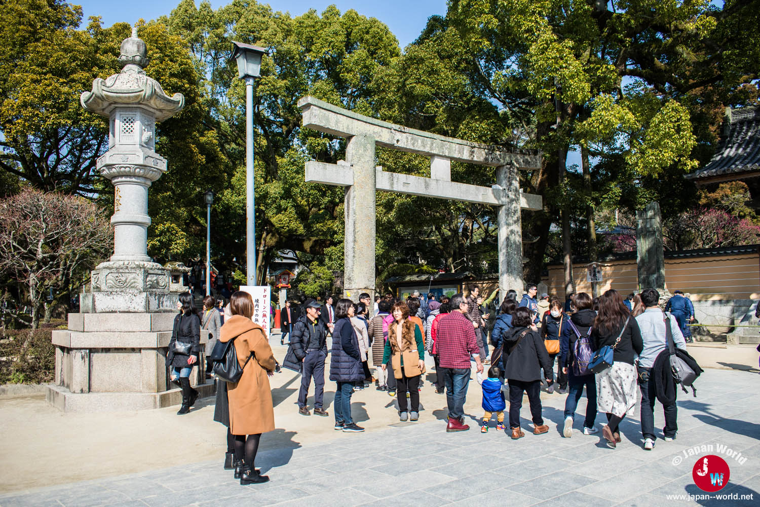Torii à l'entrée du sanctuaire Dazaifu Tenman-gu