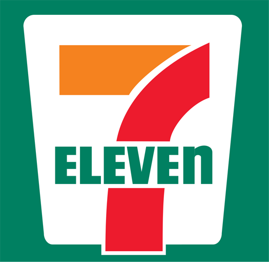 Logo de l’enseigne 7-Eleven en rouge, orange et vert