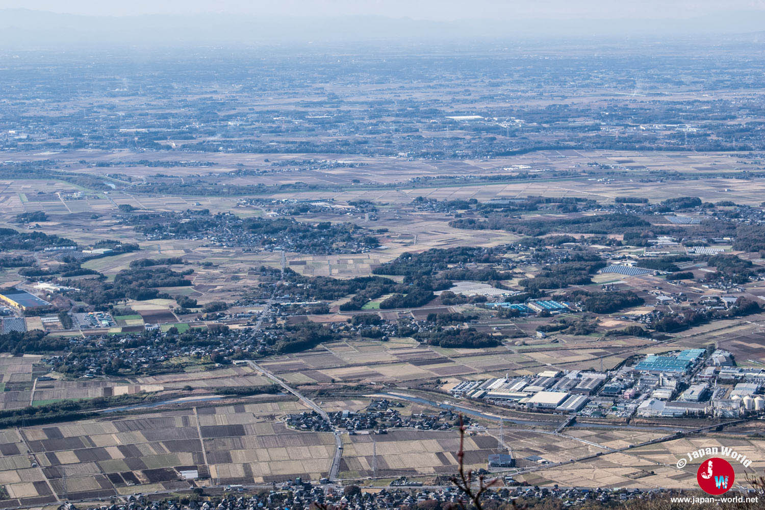 Vue sur les terres agricoles depuis le pic Nantai