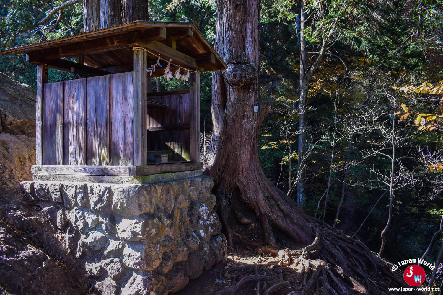 Petit sanctuaire construit au milieu des arbres de Rock Garden
