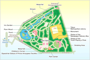 Le plan du Parc mémorial d'Arisugawa-no-miya